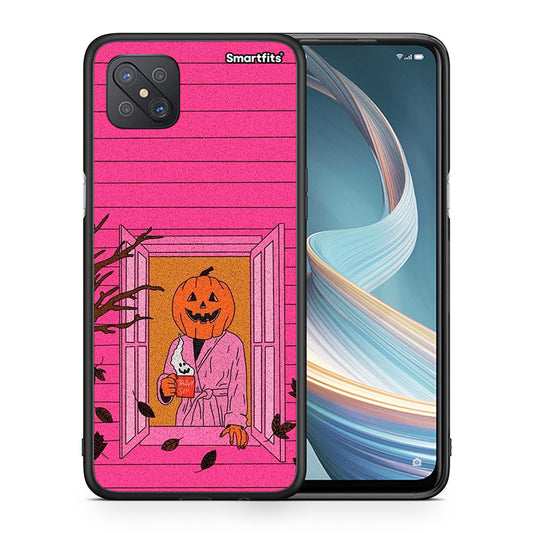 Θήκη Oppo Reno4 Z 5G Halloween Pumpkin Lady από τη Smartfits με σχέδιο στο πίσω μέρος και μαύρο περίβλημα | Oppo Reno4 Z 5G Halloween Pumpkin Lady case with colorful back and black bezels