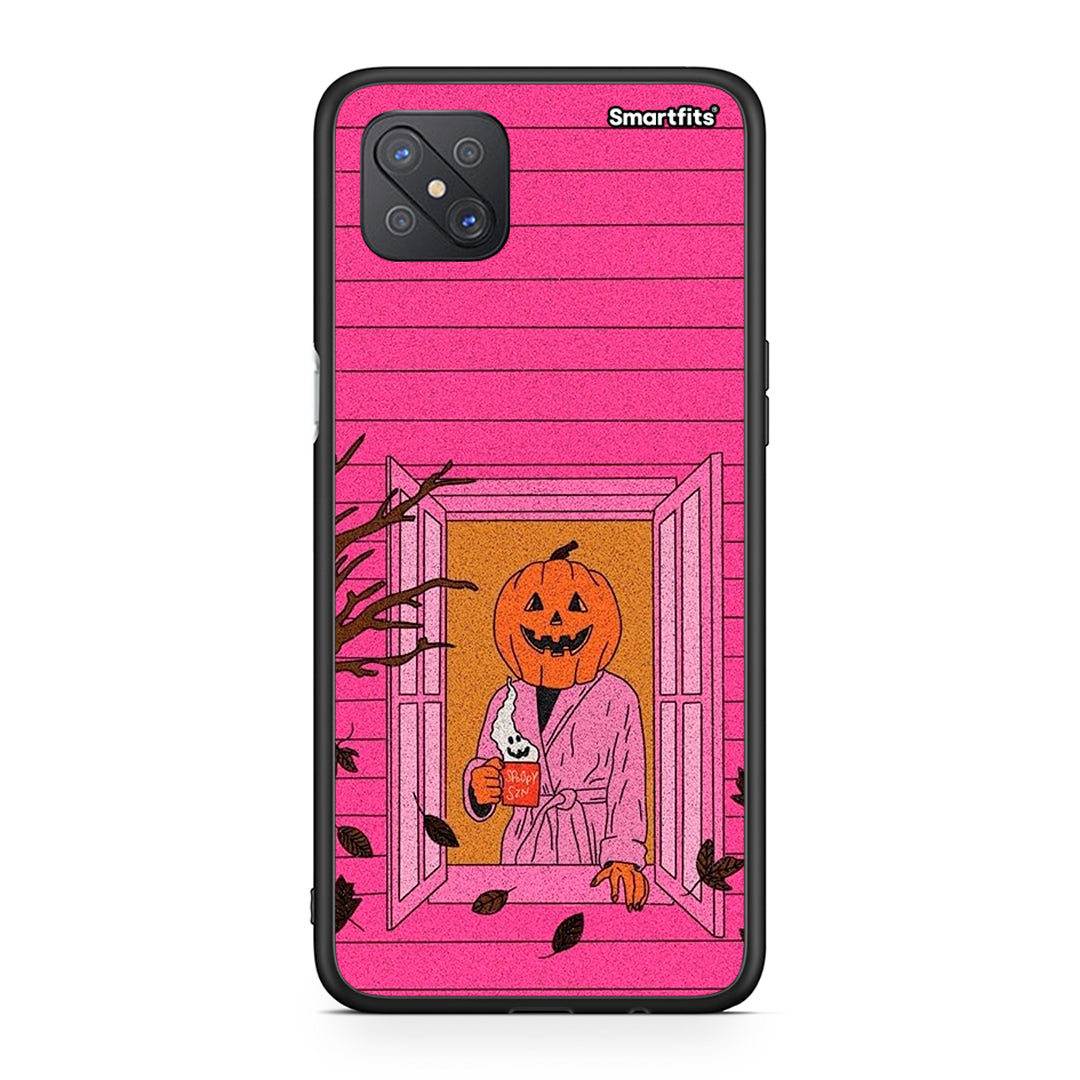 Oppo Reno4 Z 5G Halloween Pumpkin Lady θήκη από τη Smartfits με σχέδιο στο πίσω μέρος και μαύρο περίβλημα | Smartphone case with colorful back and black bezels by Smartfits