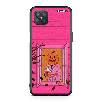 Oppo Reno4 Z 5G Halloween Pumpkin Lady θήκη από τη Smartfits με σχέδιο στο πίσω μέρος και μαύρο περίβλημα | Smartphone case with colorful back and black bezels by Smartfits