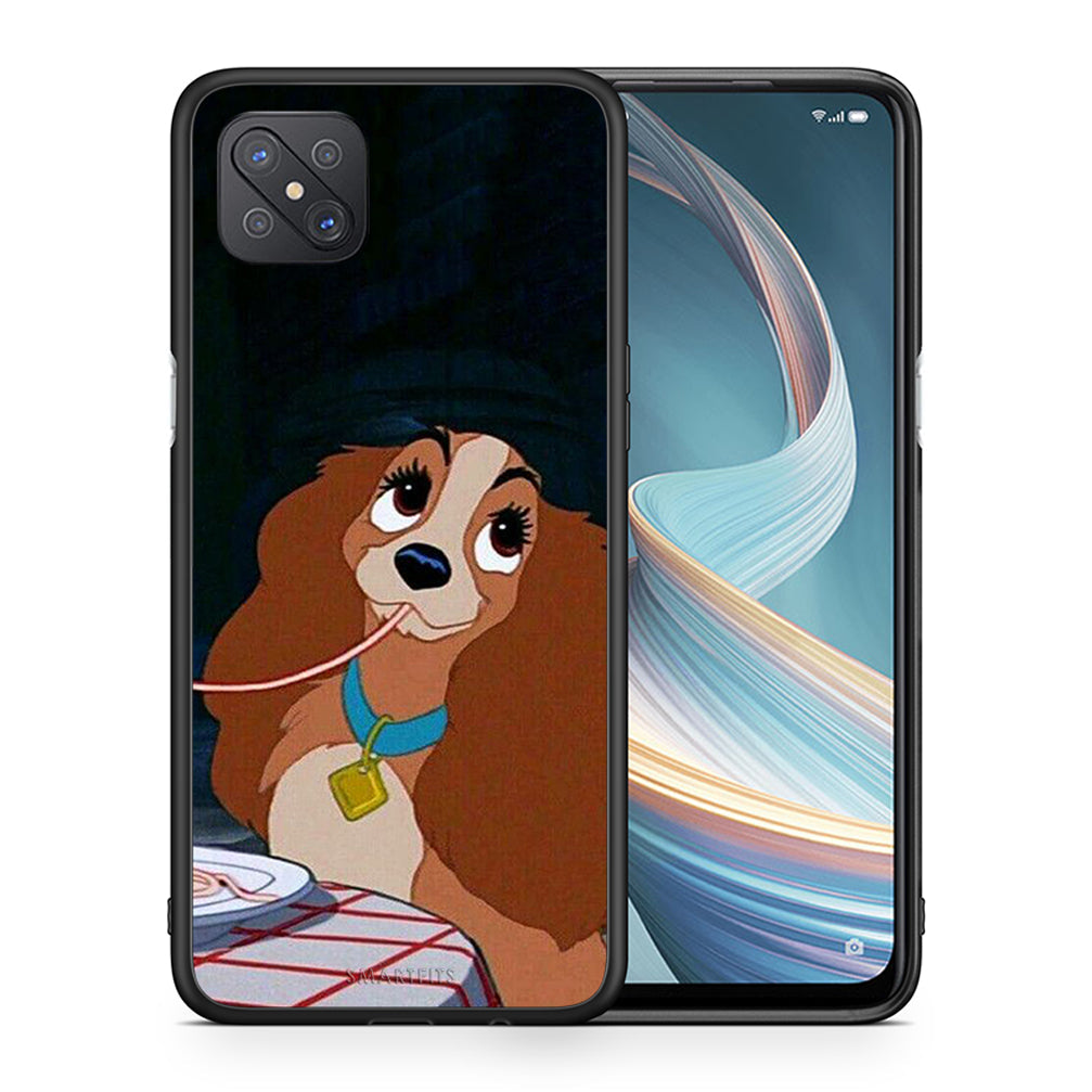 Θήκη Αγίου Βαλεντίνου Oppo Reno4 Z 5G Lady And Tramp 2 από τη Smartfits με σχέδιο στο πίσω μέρος και μαύρο περίβλημα | Oppo Reno4 Z 5G Lady And Tramp 2 case with colorful back and black bezels