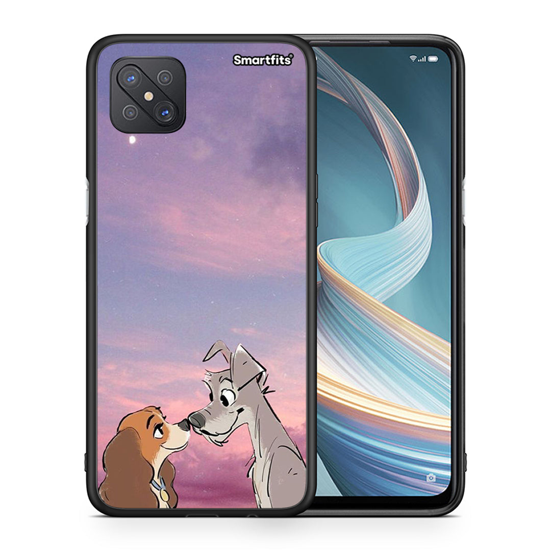 Θήκη Oppo Reno4 Z 5G Lady And Tramp από τη Smartfits με σχέδιο στο πίσω μέρος και μαύρο περίβλημα | Oppo Reno4 Z 5G Lady And Tramp case with colorful back and black bezels
