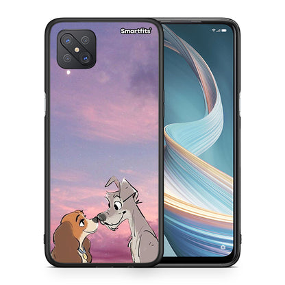 Θήκη Oppo Reno4 Z 5G Lady And Tramp από τη Smartfits με σχέδιο στο πίσω μέρος και μαύρο περίβλημα | Oppo Reno4 Z 5G Lady And Tramp case with colorful back and black bezels