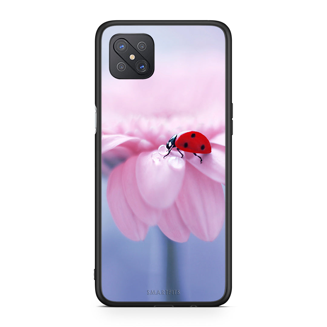 Oppo Reno4 Z 5G Ladybug Flower θήκη από τη Smartfits με σχέδιο στο πίσω μέρος και μαύρο περίβλημα | Smartphone case with colorful back and black bezels by Smartfits