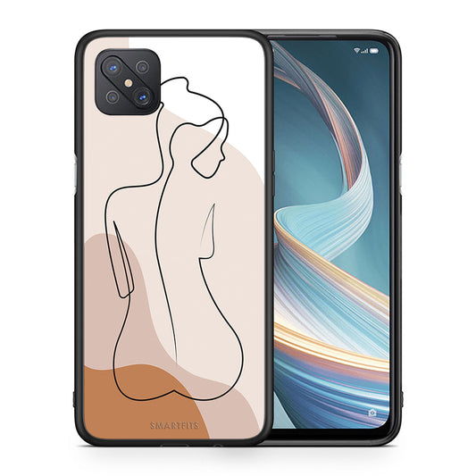 Θήκη Oppo Reno4 Z 5G LineArt Woman από τη Smartfits με σχέδιο στο πίσω μέρος και μαύρο περίβλημα | Oppo Reno4 Z 5G LineArt Woman case with colorful back and black bezels