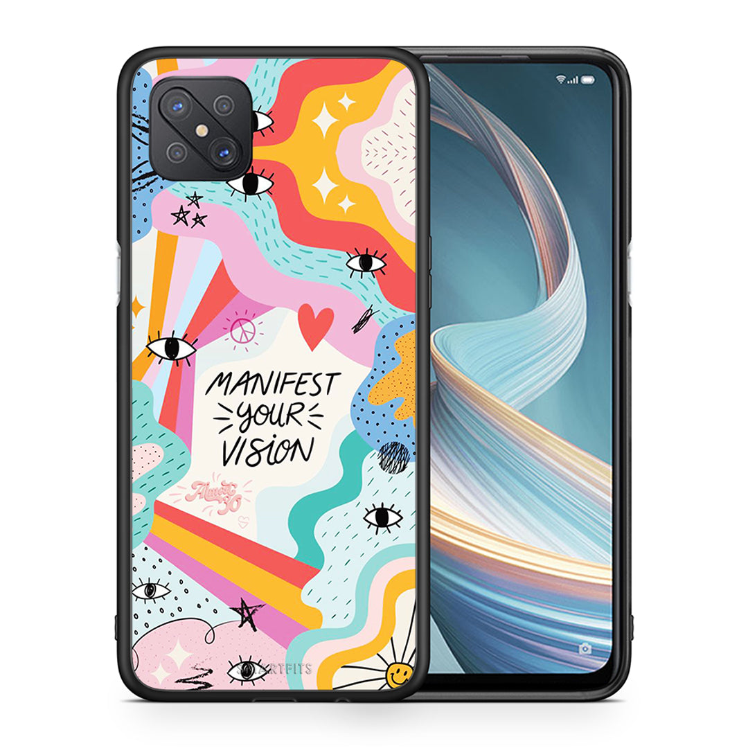Θήκη Oppo Reno4 Z 5G Manifest Your Vision από τη Smartfits με σχέδιο στο πίσω μέρος και μαύρο περίβλημα | Oppo Reno4 Z 5G Manifest Your Vision case with colorful back and black bezels