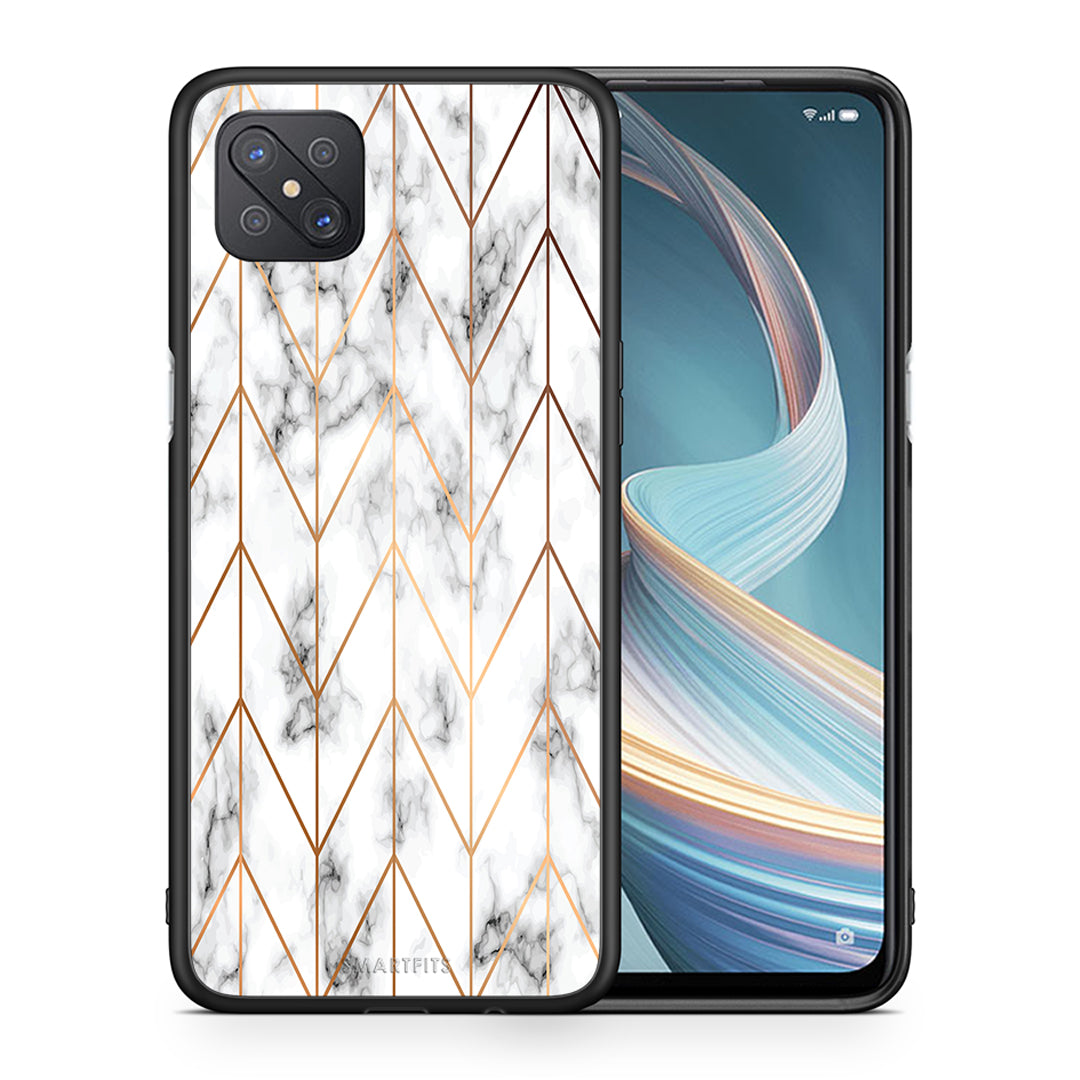 Θήκη Oppo Reno4 Z 5G Gold Geometric Marble από τη Smartfits με σχέδιο στο πίσω μέρος και μαύρο περίβλημα | Oppo Reno4 Z 5G Gold Geometric Marble case with colorful back and black bezels