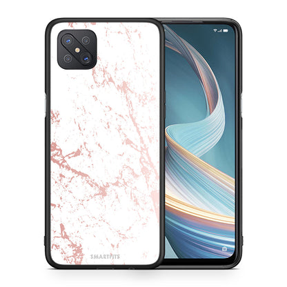 Θήκη Oppo Reno4 Z 5G Pink Splash Marble από τη Smartfits με σχέδιο στο πίσω μέρος και μαύρο περίβλημα | Oppo Reno4 Z 5G Pink Splash Marble case with colorful back and black bezels