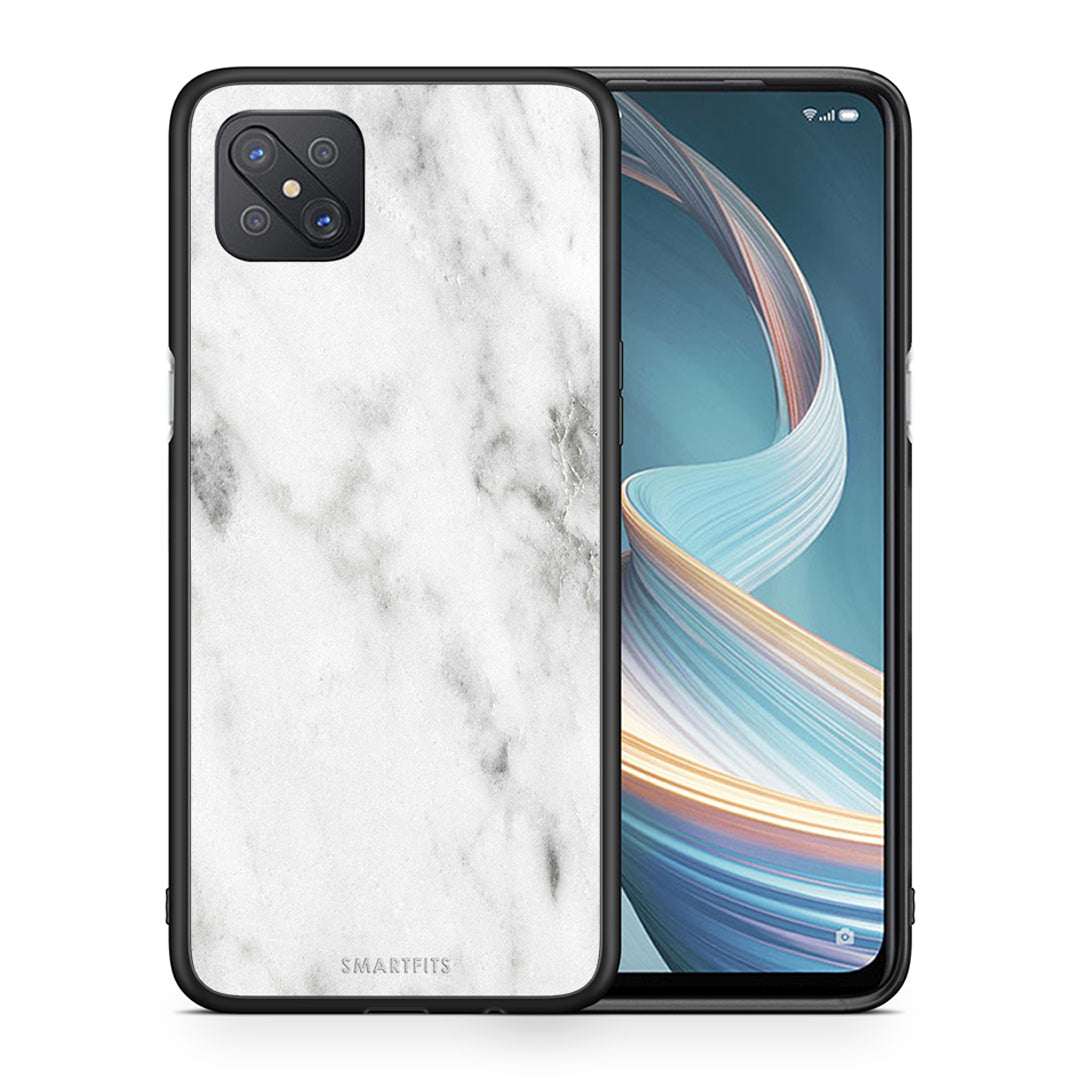 Θήκη Oppo Reno4 Z 5G White Marble από τη Smartfits με σχέδιο στο πίσω μέρος και μαύρο περίβλημα | Oppo Reno4 Z 5G White Marble case with colorful back and black bezels