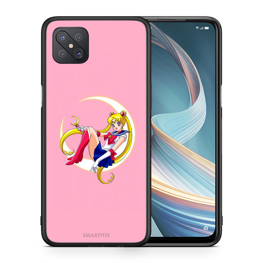 Θήκη Oppo Reno4 Z 5G Moon Girl από τη Smartfits με σχέδιο στο πίσω μέρος και μαύρο περίβλημα | Oppo Reno4 Z 5G Moon Girl case with colorful back and black bezels