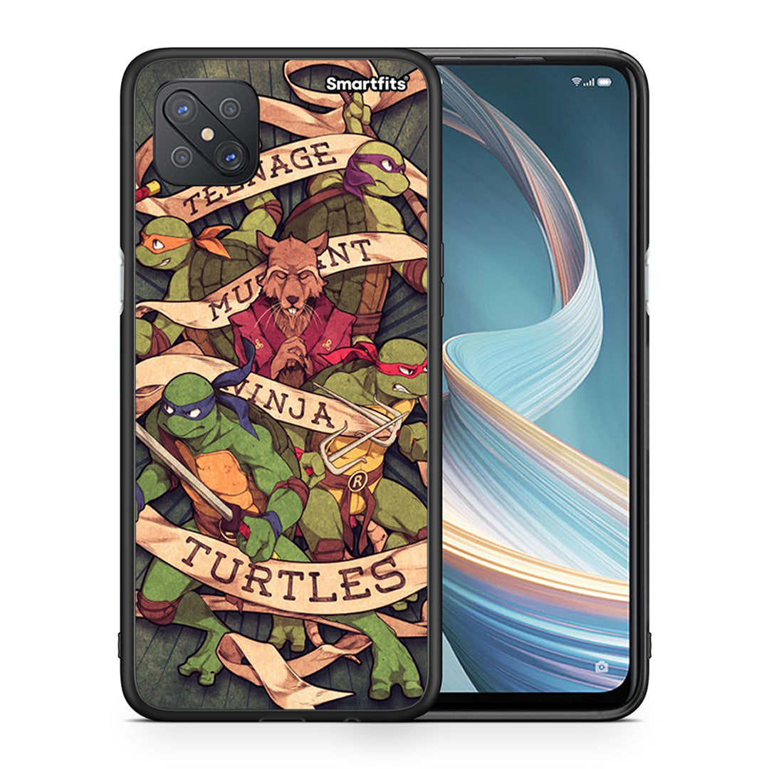 Θήκη Oppo Reno4 Z 5G Ninja Turtles από τη Smartfits με σχέδιο στο πίσω μέρος και μαύρο περίβλημα | Oppo Reno4 Z 5G Ninja Turtles case with colorful back and black bezels
