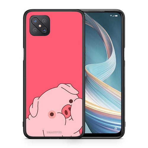 Θήκη Αγίου Βαλεντίνου Oppo Reno4 Z 5G Pig Love 1 από τη Smartfits με σχέδιο στο πίσω μέρος και μαύρο περίβλημα | Oppo Reno4 Z 5G Pig Love 1 case with colorful back and black bezels