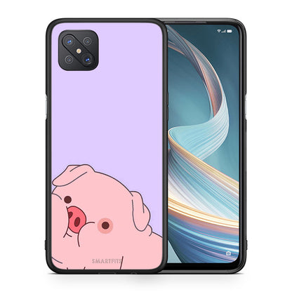 Θήκη Αγίου Βαλεντίνου Oppo Reno4 Z 5G Pig Love 2 από τη Smartfits με σχέδιο στο πίσω μέρος και μαύρο περίβλημα | Oppo Reno4 Z 5G Pig Love 2 case with colorful back and black bezels