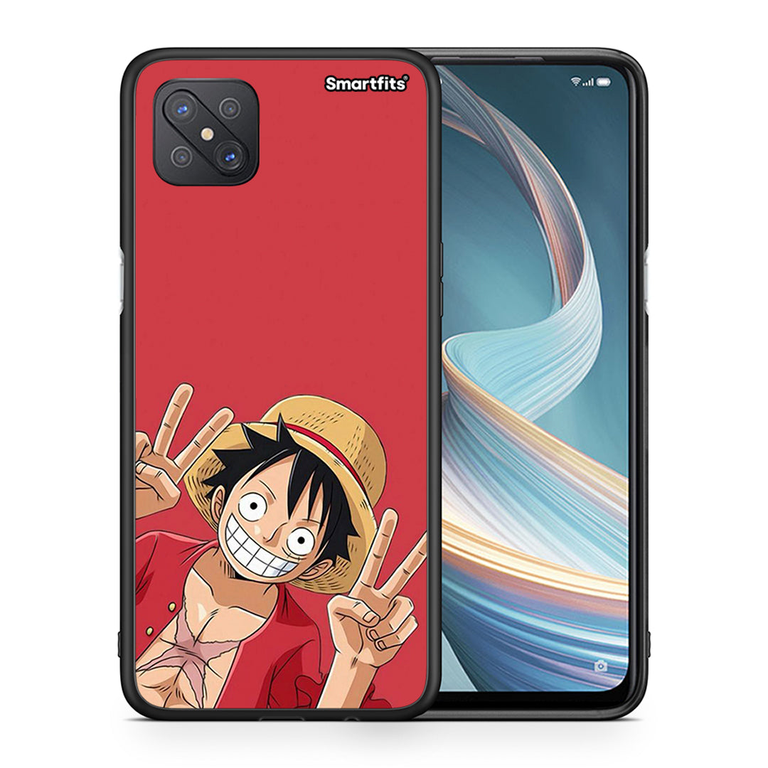 Θήκη Oppo Reno4 Z 5G Pirate Luffy από τη Smartfits με σχέδιο στο πίσω μέρος και μαύρο περίβλημα | Oppo Reno4 Z 5G Pirate Luffy case with colorful back and black bezels