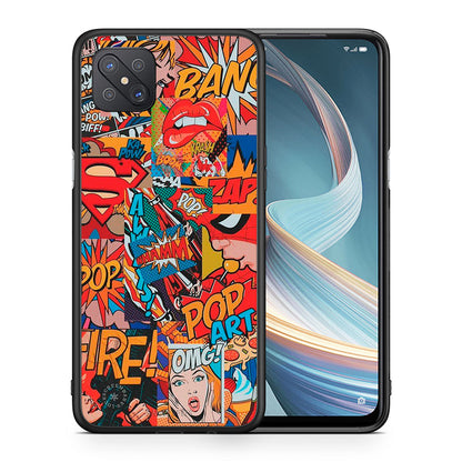 Θήκη Oppo Reno4 Z 5G PopArt OMG από τη Smartfits με σχέδιο στο πίσω μέρος και μαύρο περίβλημα | Oppo Reno4 Z 5G PopArt OMG case with colorful back and black bezels