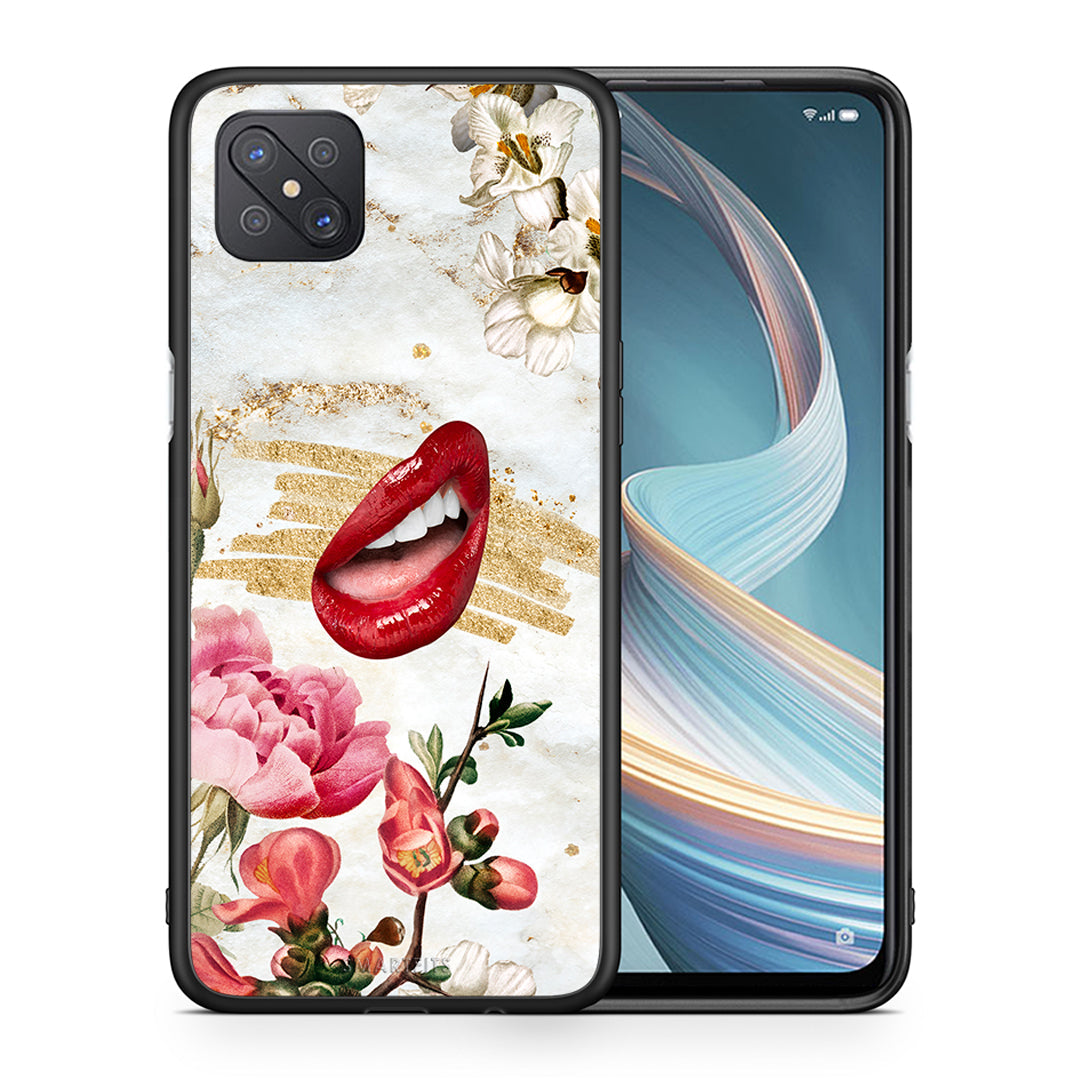 Θήκη Oppo Reno4 Z 5G Red Lips από τη Smartfits με σχέδιο στο πίσω μέρος και μαύρο περίβλημα | Oppo Reno4 Z 5G Red Lips case with colorful back and black bezels