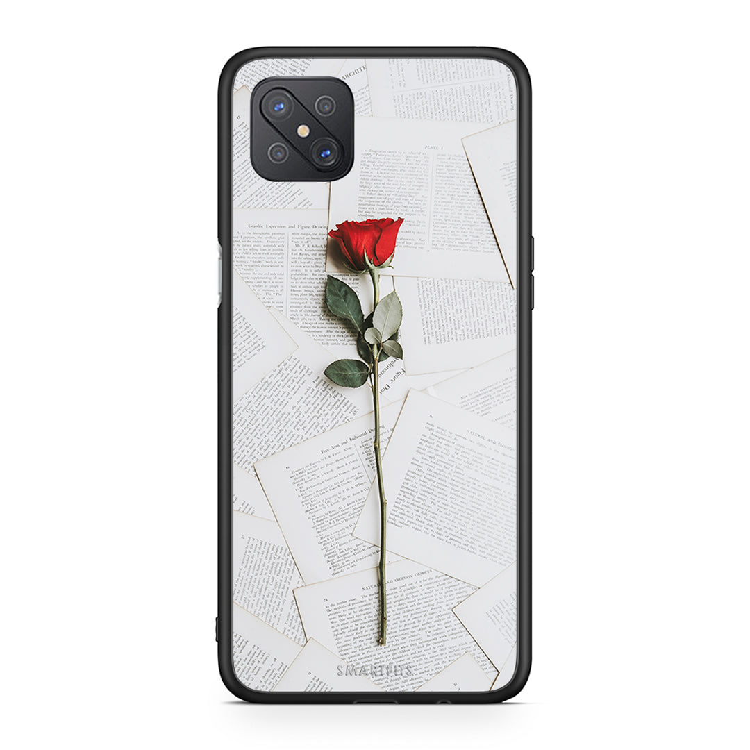 Oppo Reno4 Z 5G Red Rose θήκη από τη Smartfits με σχέδιο στο πίσω μέρος και μαύρο περίβλημα | Smartphone case with colorful back and black bezels by Smartfits