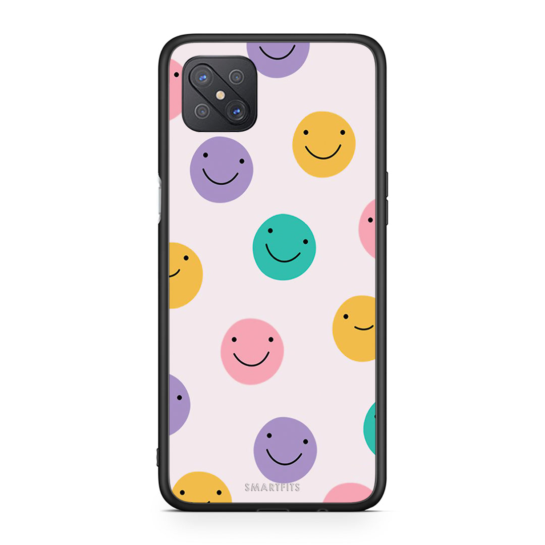 Oppo Reno4 Z 5G Smiley Faces θήκη από τη Smartfits με σχέδιο στο πίσω μέρος και μαύρο περίβλημα | Smartphone case with colorful back and black bezels by Smartfits