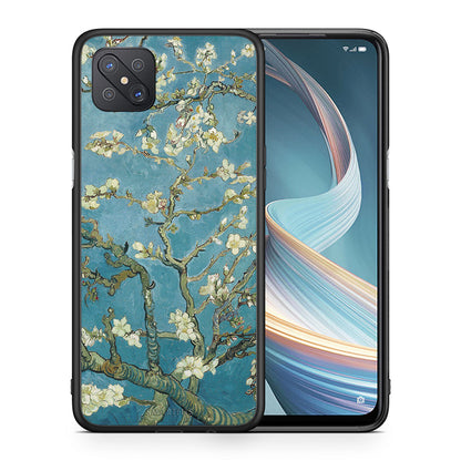 Θήκη Oppo Reno4 Z 5G White Blossoms από τη Smartfits με σχέδιο στο πίσω μέρος και μαύρο περίβλημα | Oppo Reno4 Z 5G White Blossoms case with colorful back and black bezels
