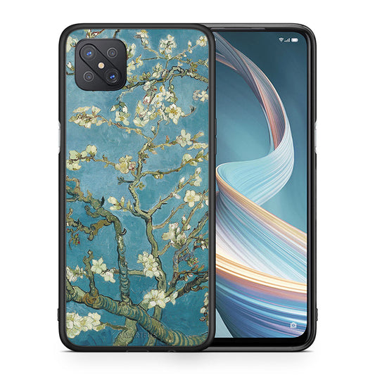 Θήκη Oppo Reno4 Z 5G White Blossoms από τη Smartfits με σχέδιο στο πίσω μέρος και μαύρο περίβλημα | Oppo Reno4 Z 5G White Blossoms case with colorful back and black bezels