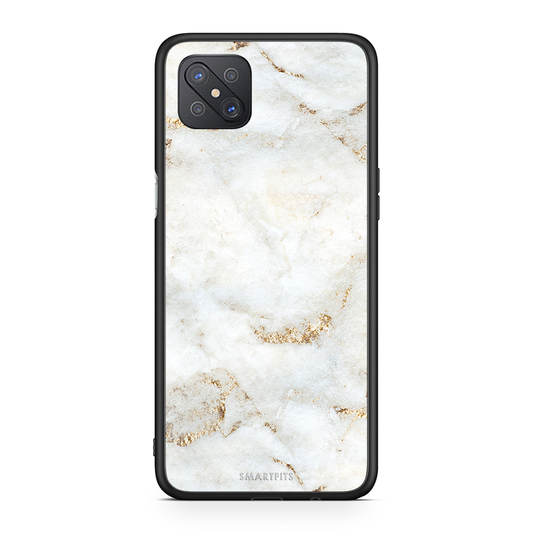 Oppo Reno4 Z 5G White Gold Marble θήκη από τη Smartfits με σχέδιο στο πίσω μέρος και μαύρο περίβλημα | Smartphone case with colorful back and black bezels by Smartfits
