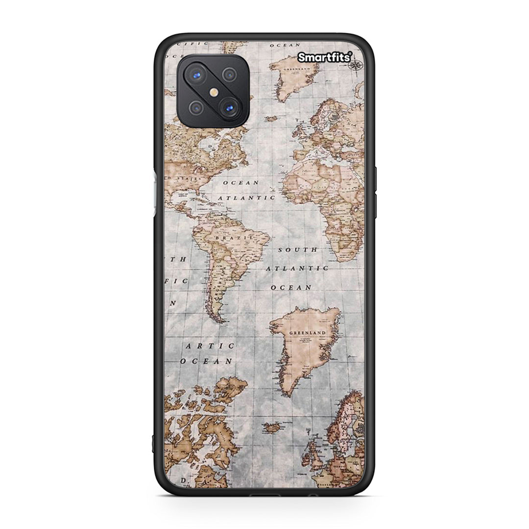 Oppo Reno4 Z 5G World Map θήκη από τη Smartfits με σχέδιο στο πίσω μέρος και μαύρο περίβλημα | Smartphone case with colorful back and black bezels by Smartfits