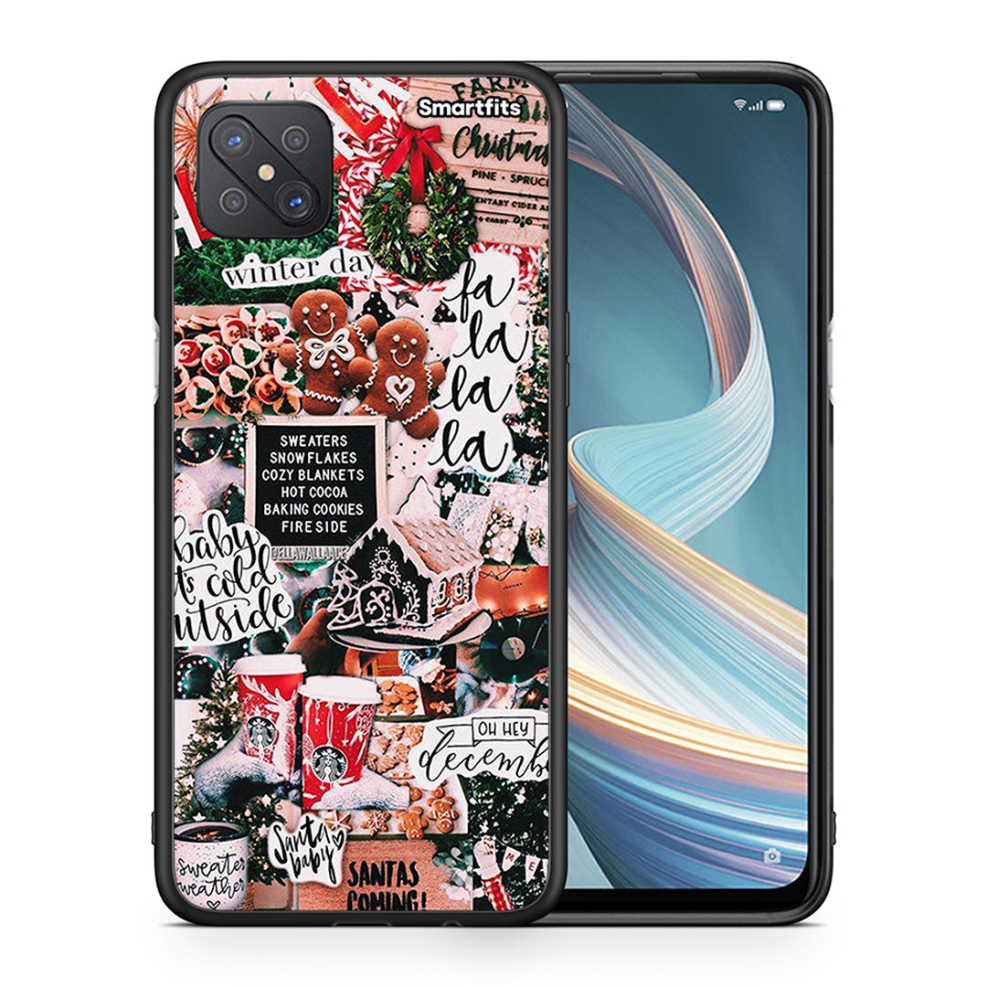 Θήκη Oppo Reno4 Z 5G Xmas Habbits από τη Smartfits με σχέδιο στο πίσω μέρος και μαύρο περίβλημα | Oppo Reno4 Z 5G Xmas Habbits case with colorful back and black bezels