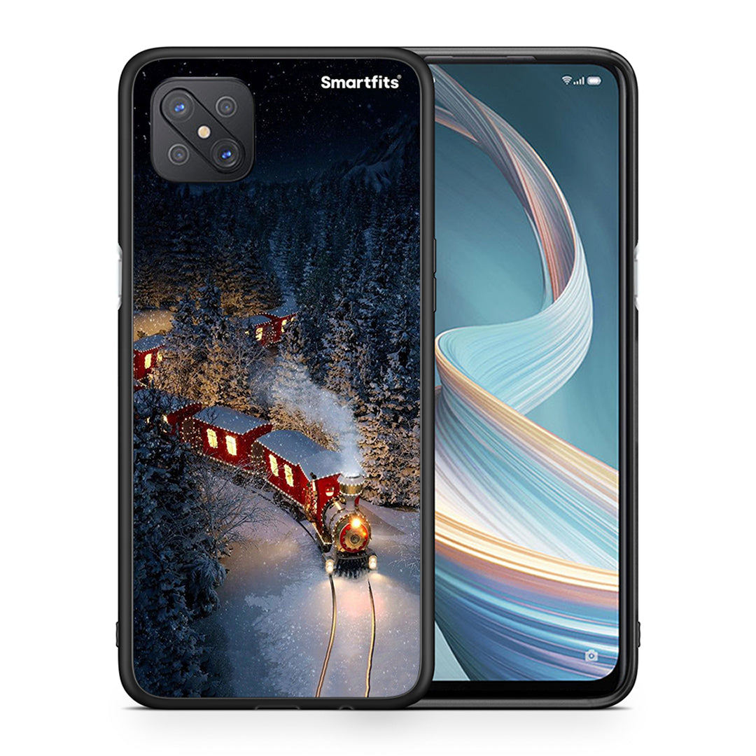 Θήκη Oppo Reno4 Z 5G Xmas Train από τη Smartfits με σχέδιο στο πίσω μέρος και μαύρο περίβλημα | Oppo Reno4 Z 5G Xmas Train case with colorful back and black bezels