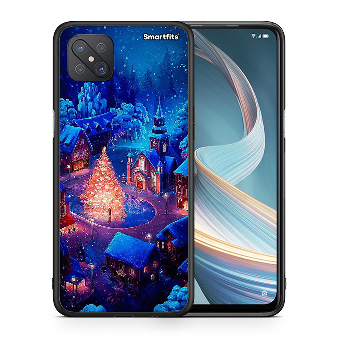 Θήκη Oppo Reno4 Z 5G Xmas Village από τη Smartfits με σχέδιο στο πίσω μέρος και μαύρο περίβλημα | Oppo Reno4 Z 5G Xmas Village case with colorful back and black bezels