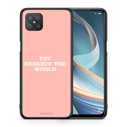 Θήκη Αγίου Βαλεντίνου Oppo Reno4 Z 5G You Deserve The World από τη Smartfits με σχέδιο στο πίσω μέρος και μαύρο περίβλημα | Oppo Reno4 Z 5G You Deserve The World case with colorful back and black bezels