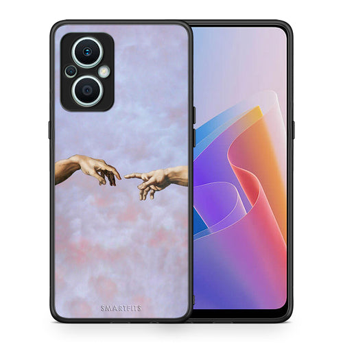 Θήκη Oppo Reno7 Lite Adam Hand από τη Smartfits με σχέδιο στο πίσω μέρος και μαύρο περίβλημα | Oppo Reno7 Lite Adam Hand Case with Colorful Back and Black Bezels