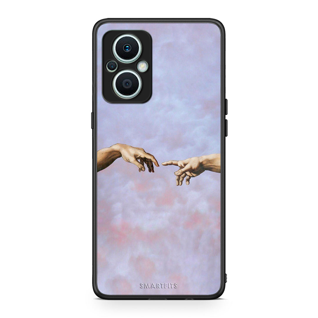 Θήκη Oppo Reno7 Lite Adam Hand από τη Smartfits με σχέδιο στο πίσω μέρος και μαύρο περίβλημα | Oppo Reno7 Lite Adam Hand Case with Colorful Back and Black Bezels