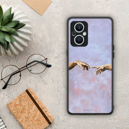 Θήκη Oppo Reno7 Lite Adam Hand από τη Smartfits με σχέδιο στο πίσω μέρος και μαύρο περίβλημα | Oppo Reno7 Lite Adam Hand Case with Colorful Back and Black Bezels