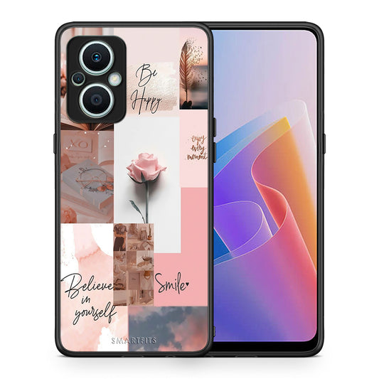 Θήκη Oppo Reno7 Lite Aesthetic Collage από τη Smartfits με σχέδιο στο πίσω μέρος και μαύρο περίβλημα | Oppo Reno7 Lite Aesthetic Collage Case with Colorful Back and Black Bezels