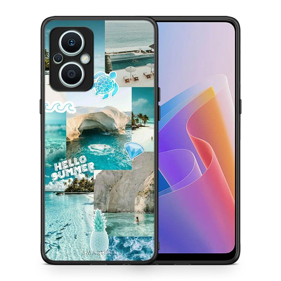 Θήκη Oppo Reno7 Lite Aesthetic Summer από τη Smartfits με σχέδιο στο πίσω μέρος και μαύρο περίβλημα | Oppo Reno7 Lite Aesthetic Summer Case with Colorful Back and Black Bezels