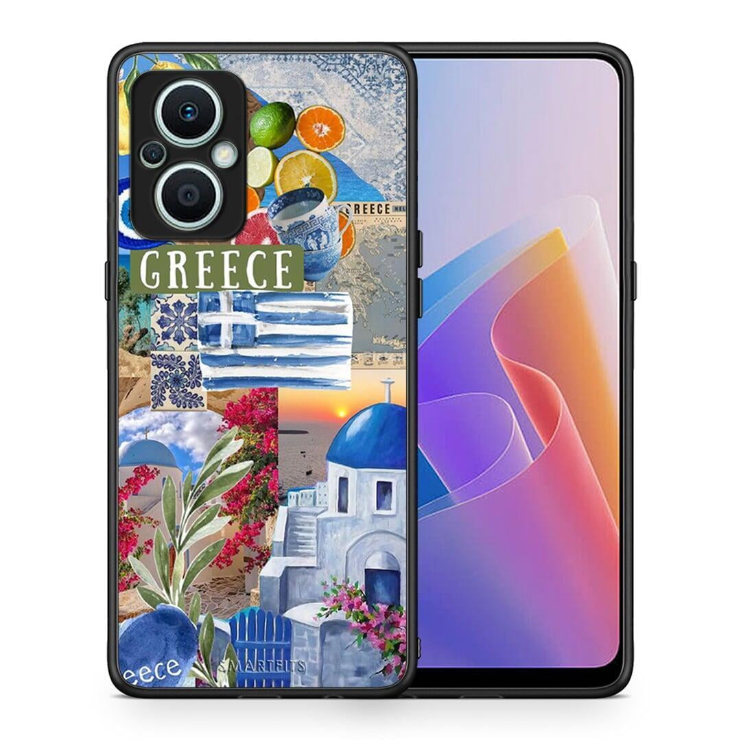 Θήκη Oppo Reno7 Lite All Greek από τη Smartfits με σχέδιο στο πίσω μέρος και μαύρο περίβλημα | Oppo Reno7 Lite All Greek Case with Colorful Back and Black Bezels