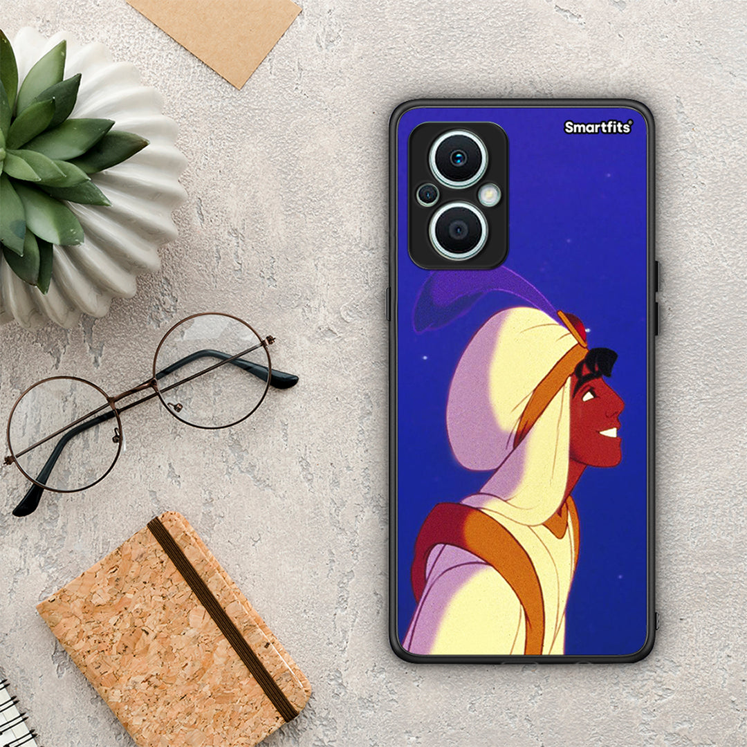 Θήκη Oppo Reno7 Lite Alladin And Jasmine Love 1 από τη Smartfits με σχέδιο στο πίσω μέρος και μαύρο περίβλημα | Oppo Reno7 Lite Alladin And Jasmine Love 1 Case with Colorful Back and Black Bezels