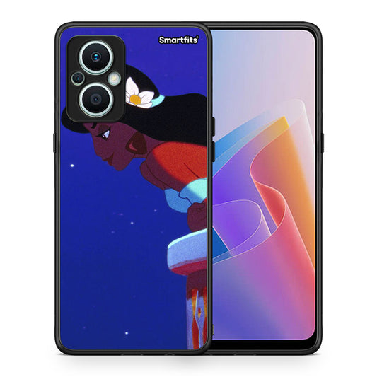 Θήκη Oppo Reno7 Lite Alladin And Jasmine Love 2 από τη Smartfits με σχέδιο στο πίσω μέρος και μαύρο περίβλημα | Oppo Reno7 Lite Alladin And Jasmine Love 2 Case with Colorful Back and Black Bezels