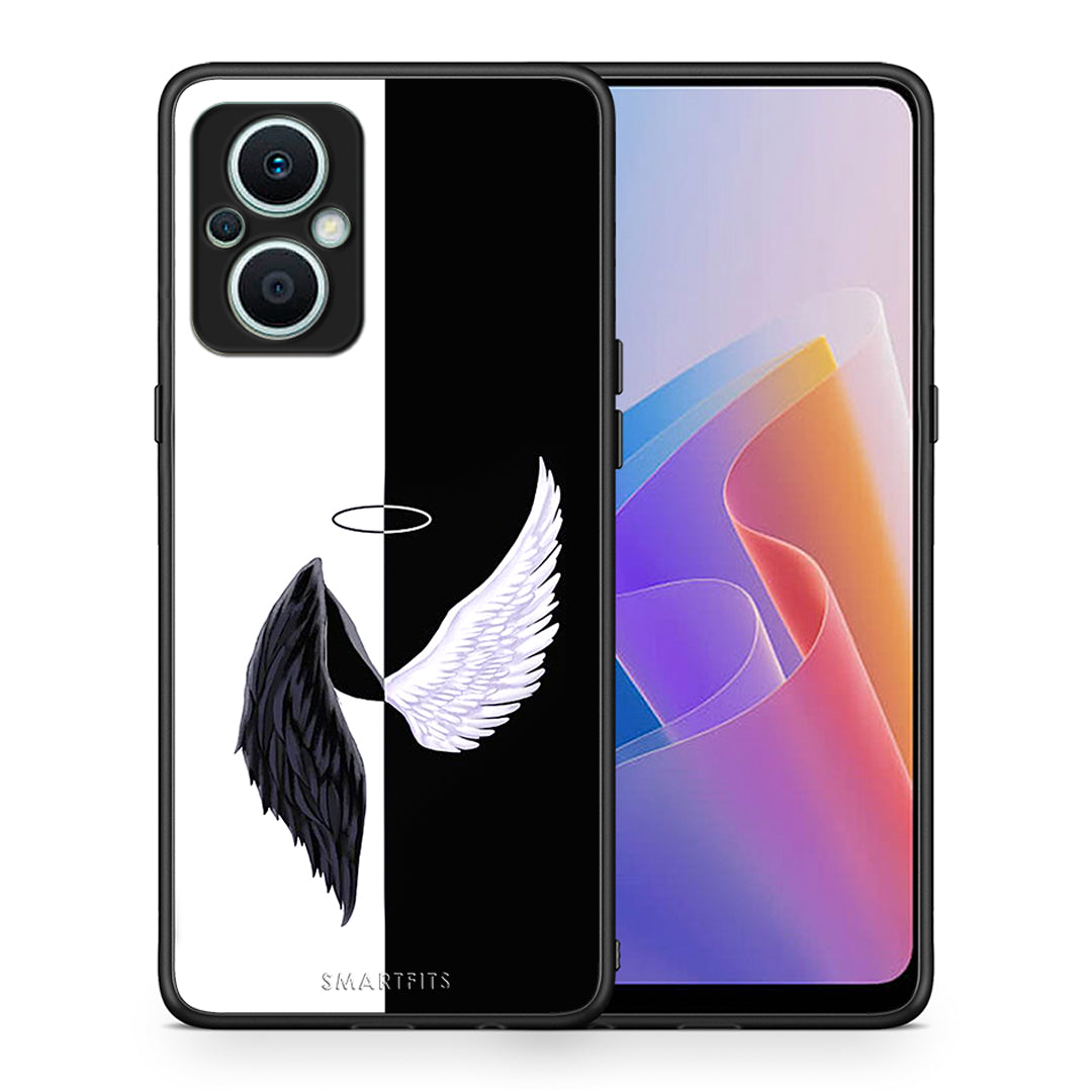 Θήκη Oppo Reno7 Lite Angels Demons από τη Smartfits με σχέδιο στο πίσω μέρος και μαύρο περίβλημα | Oppo Reno7 Lite Angels Demons Case with Colorful Back and Black Bezels
