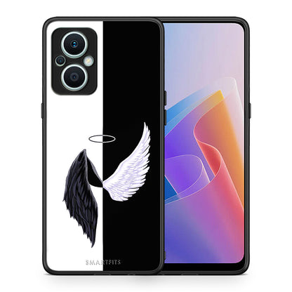 Θήκη Oppo Reno7 Lite Angels Demons από τη Smartfits με σχέδιο στο πίσω μέρος και μαύρο περίβλημα | Oppo Reno7 Lite Angels Demons Case with Colorful Back and Black Bezels