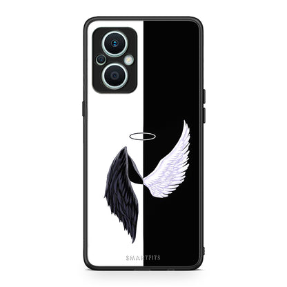Θήκη Oppo Reno7 Lite Angels Demons από τη Smartfits με σχέδιο στο πίσω μέρος και μαύρο περίβλημα | Oppo Reno7 Lite Angels Demons Case with Colorful Back and Black Bezels