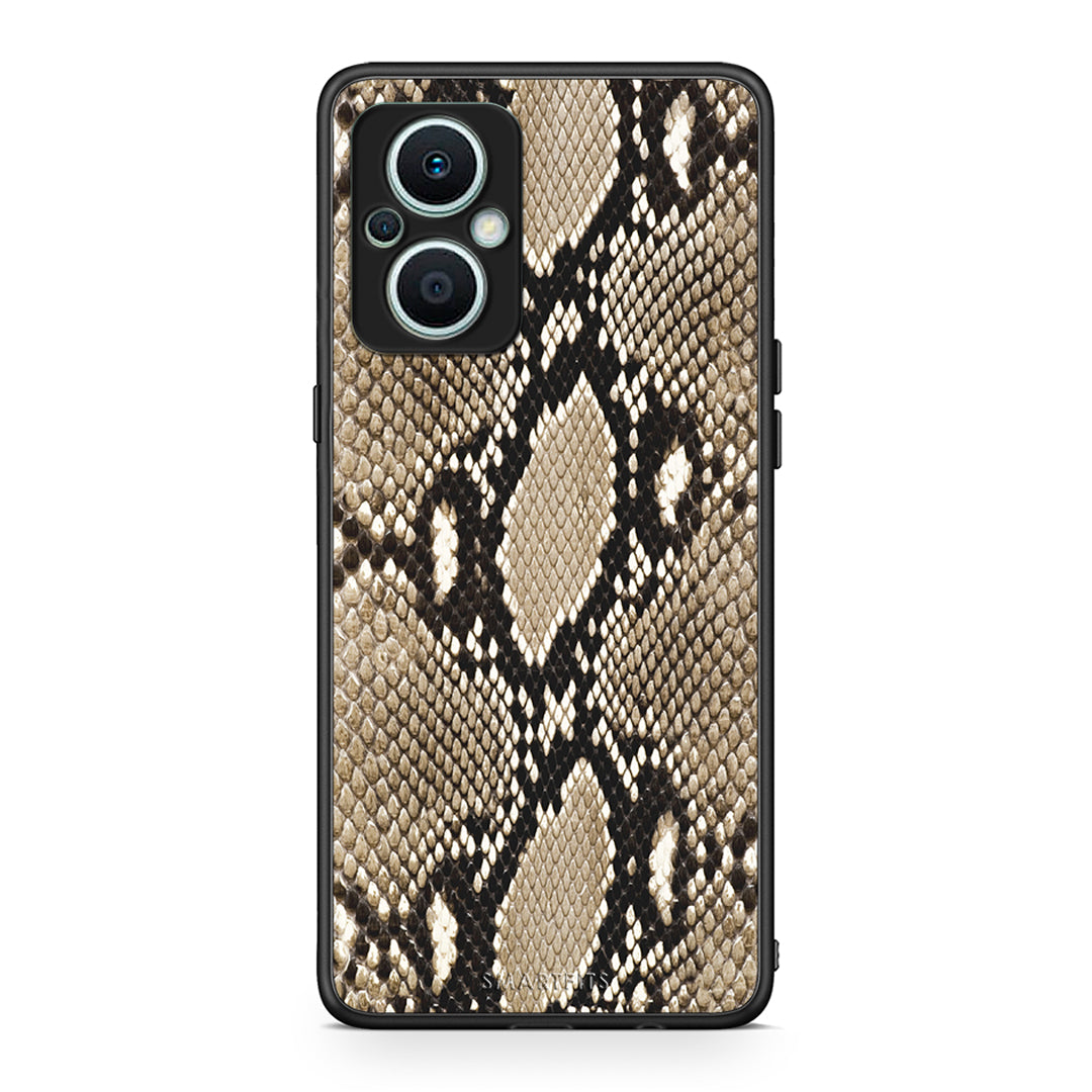 Θήκη Oppo Reno7 Lite Animal Fashion Snake από τη Smartfits με σχέδιο στο πίσω μέρος και μαύρο περίβλημα | Oppo Reno7 Lite Animal Fashion Snake Case with Colorful Back and Black Bezels
