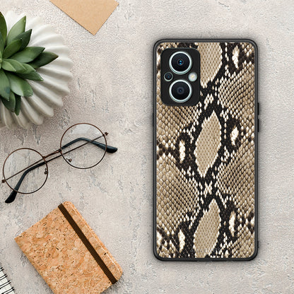 Θήκη Oppo Reno7 Lite Animal Fashion Snake από τη Smartfits με σχέδιο στο πίσω μέρος και μαύρο περίβλημα | Oppo Reno7 Lite Animal Fashion Snake Case with Colorful Back and Black Bezels