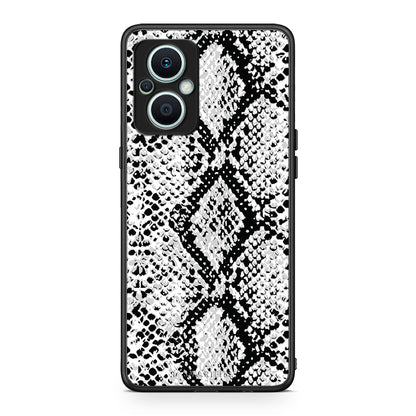 Θήκη Oppo Reno7 Lite Animal White Snake από τη Smartfits με σχέδιο στο πίσω μέρος και μαύρο περίβλημα | Oppo Reno7 Lite Animal White Snake Case with Colorful Back and Black Bezels