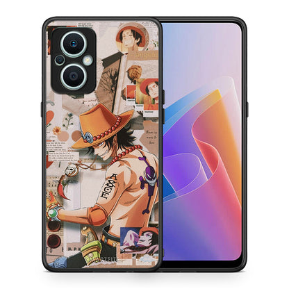 Θήκη Oppo Reno7 Lite Anime Collage από τη Smartfits με σχέδιο στο πίσω μέρος και μαύρο περίβλημα | Oppo Reno7 Lite Anime Collage Case with Colorful Back and Black Bezels