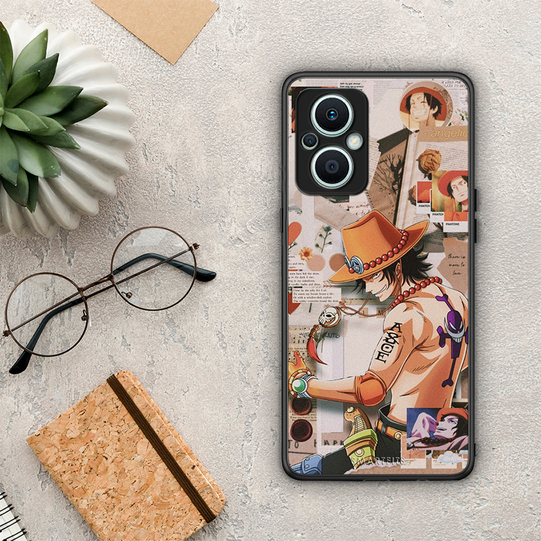 Θήκη Oppo Reno7 Lite Anime Collage από τη Smartfits με σχέδιο στο πίσω μέρος και μαύρο περίβλημα | Oppo Reno7 Lite Anime Collage Case with Colorful Back and Black Bezels
