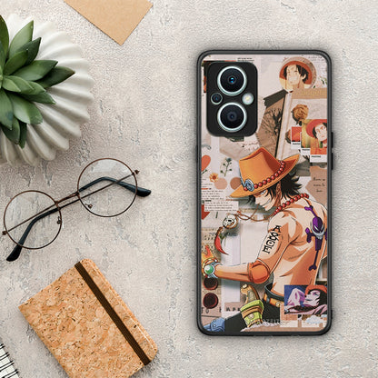 Θήκη Oppo Reno7 Lite Anime Collage από τη Smartfits με σχέδιο στο πίσω μέρος και μαύρο περίβλημα | Oppo Reno7 Lite Anime Collage Case with Colorful Back and Black Bezels