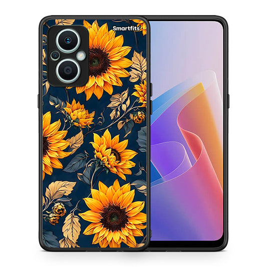 Θήκη Oppo Reno7 Lite Autumn Sunflowers από τη Smartfits με σχέδιο στο πίσω μέρος και μαύρο περίβλημα | Oppo Reno7 Lite Autumn Sunflowers Case with Colorful Back and Black Bezels