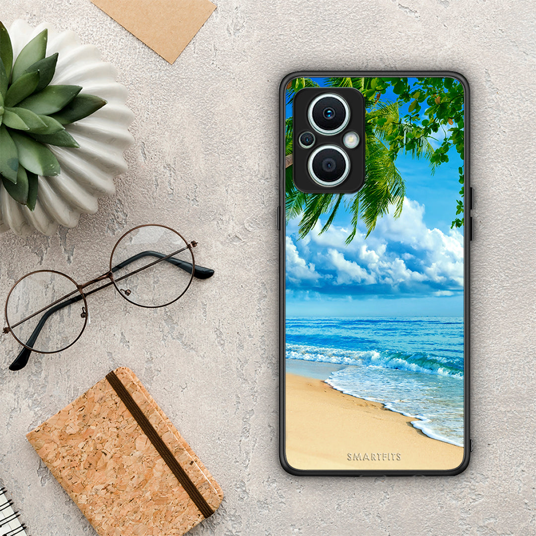 Θήκη Oppo Reno7 Lite Beautiful Beach από τη Smartfits με σχέδιο στο πίσω μέρος και μαύρο περίβλημα | Oppo Reno7 Lite Beautiful Beach Case with Colorful Back and Black Bezels