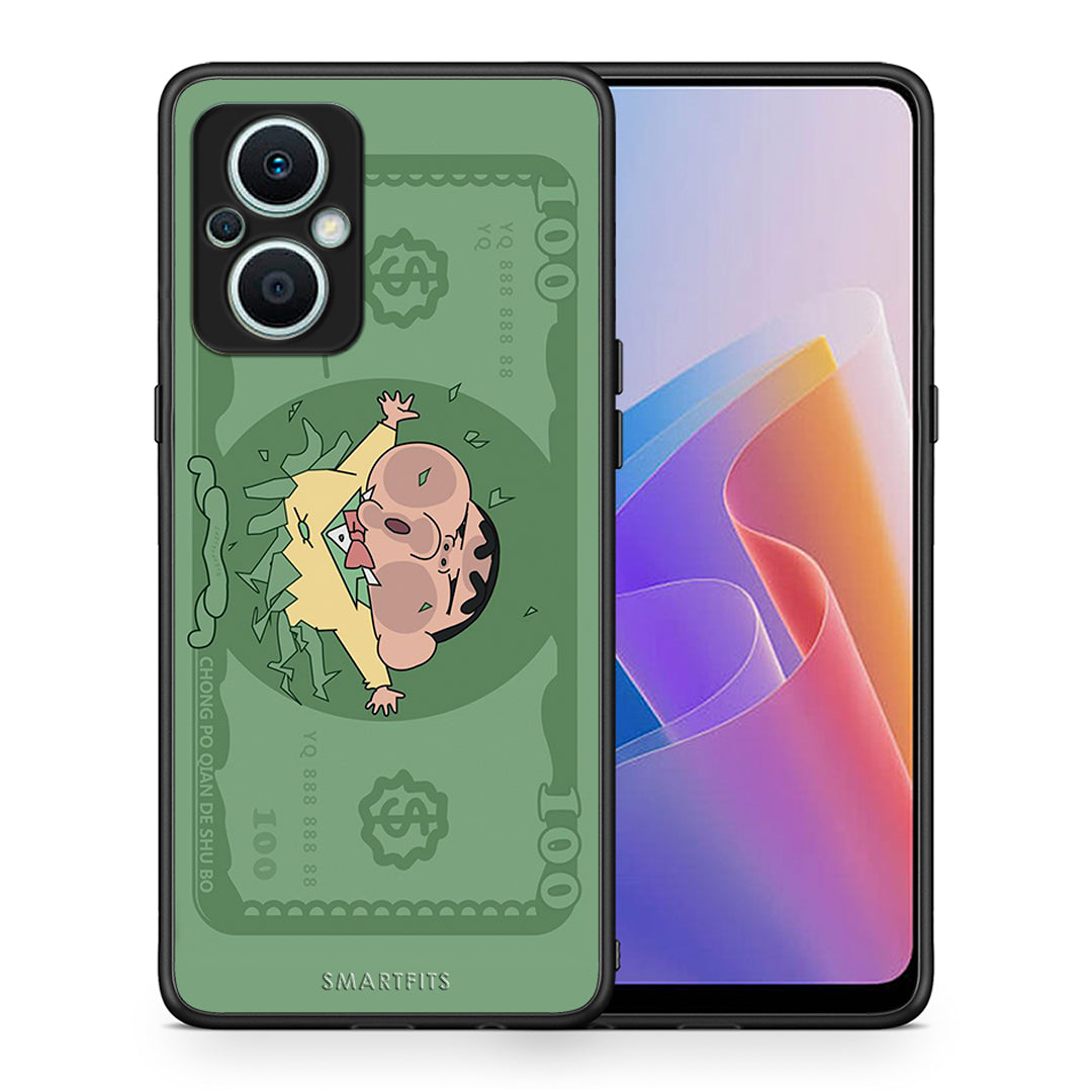 Θήκη Oppo Reno7 Lite Big Money από τη Smartfits με σχέδιο στο πίσω μέρος και μαύρο περίβλημα | Oppo Reno7 Lite Big Money Case with Colorful Back and Black Bezels