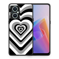 Thumbnail for Θήκη Oppo Reno7 Lite Black Hearts από τη Smartfits με σχέδιο στο πίσω μέρος και μαύρο περίβλημα | Oppo Reno7 Lite Black Hearts Case with Colorful Back and Black Bezels